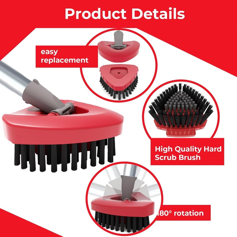 Bublador Spin Mop Scrub Brush Replacement Head and Base Compatible with O-Cedar RinseClean 2 Tank System, Floor Scrubber Brush Triangle Hard Bristle Cleaning Brush for Bathroom Kitchen Pool, Garage, Patio - Image 3