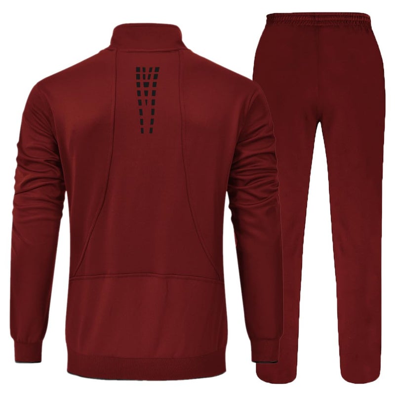 YSENTO Men's Tracksuits Sweat Track Suits Set 2 Piece Jogging Suits Warm Up Sweatsuits Outfits Red 3XL - Image 2
