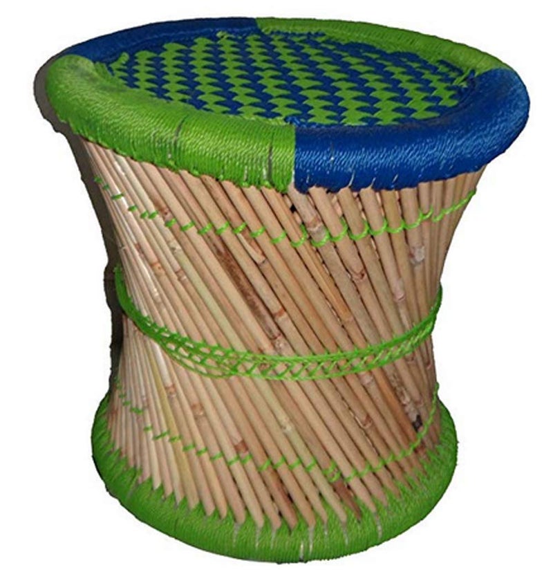 KSM Anupam Enterprises Eco Friendly Handicraft Cane Bar Bamboo ChairStool MuddhaMudda for OutdoorIndoorFurnishing 1 Piece 14 inch Height