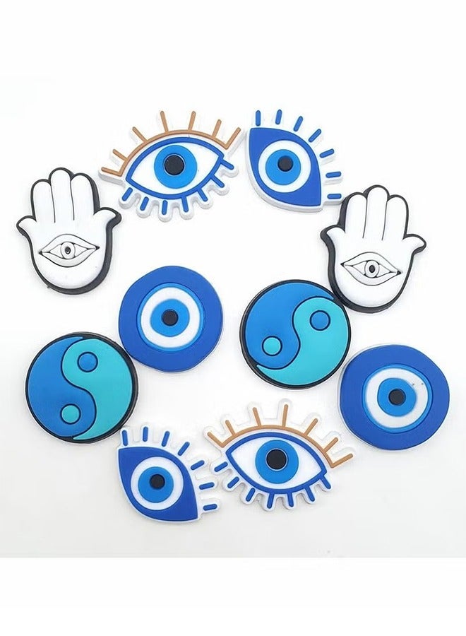 10 Pcs Devil's Eye Shoe Decoration Charms Bracelet Wristband Accessories Party Gifts - Image 3