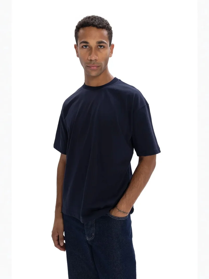 Giesto Navy Blue GIESTO Comfort Fit Crew Neck Short Sleeve T-Shirt for Men | Best Price UAE