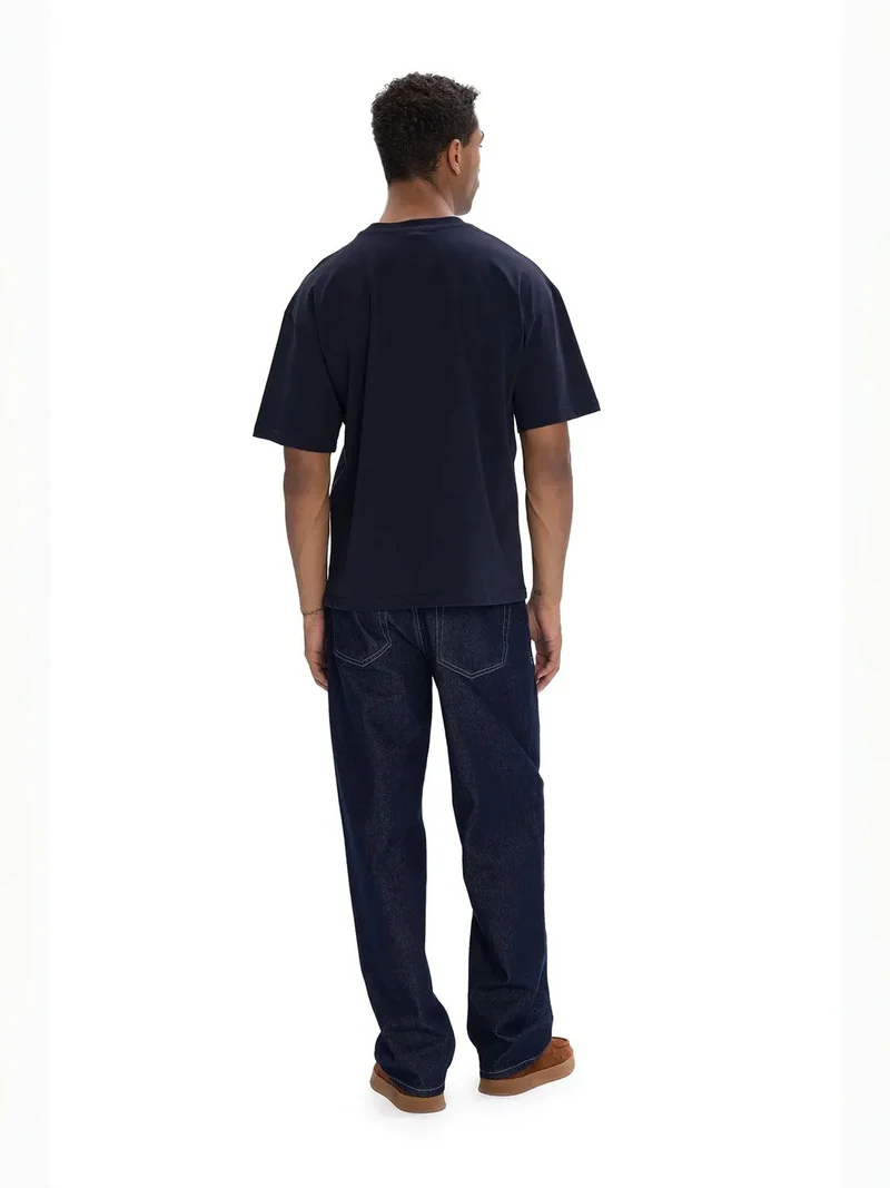 Giesto Navy Blue GIESTO Comfort Fit Crew Neck Short Sleeve T-Shirt for Men | Best Price UAE