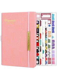 INFOSUN 2024 Leather Planner Weekly and Monthly, 18 Months Calendar Book, 2024 Academic Planner From Jan. 2024-June 2025, 2024 Appointment Book, Daily Agenda, Yearly Teachers Planner (5.7 X 8.5" Pink)  - Image 1
