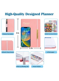 INFOSUN 2024 Leather Planner Weekly and Monthly, 18 Months Calendar Book, 2024 Academic Planner From Jan. 2024-June 2025, 2024 Appointment Book, Daily Agenda, Yearly Teachers Planner (5.7 X 8.5" Pink)  - Image 2