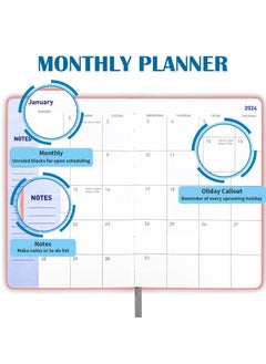 INFOSUN 2024 Leather Planner Weekly and Monthly, 18 Months Calendar Book, 2024 Academic Planner From Jan. 2024-June 2025, 2024 Appointment Book, Daily Agenda, Yearly Teachers Planner (5.7 X 8.5" Pink)  - Image 4