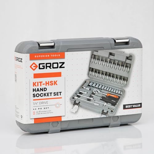 Groz 1/4" Drive 46 Pcs Hand Socket Set with Chrome Vandium Finish | ISO CERTIFIED | Hex Socket Set for Garages, DIY, Workshops, Professional Use | DIN 3120 | KIT/HSK/1-4/46 - Image 4