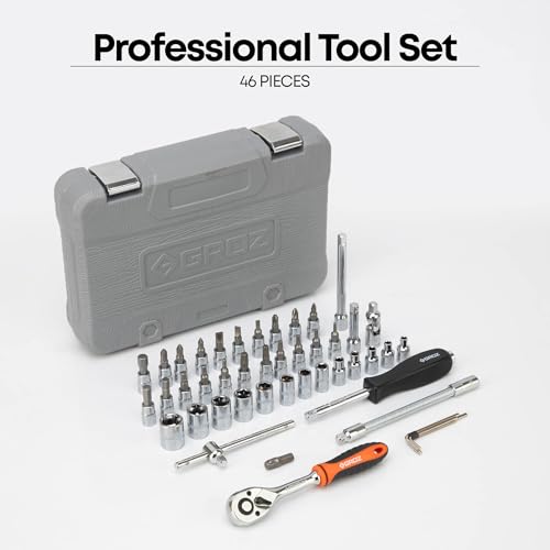 Groz 1/4" Drive 46 Pcs Hand Socket Set with Chrome Vandium Finish | ISO CERTIFIED | Hex Socket Set for Garages, DIY, Workshops, Professional Use | DIN 3120 | KIT/HSK/1-4/46 - Image 3
