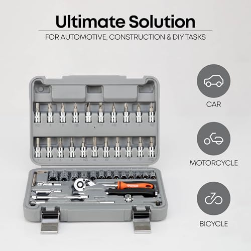 Groz 1/4" Drive 46 Pcs Hand Socket Set with Chrome Vandium Finish | ISO CERTIFIED | Hex Socket Set for Garages, DIY, Workshops, Professional Use | DIN 3120 | KIT/HSK/1-4/46 - Image 2