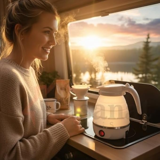 أساسيات حسنات غلاية كهربائية قابلة للطي، غلاية صغيرة للتخييم والسفر - Image 3