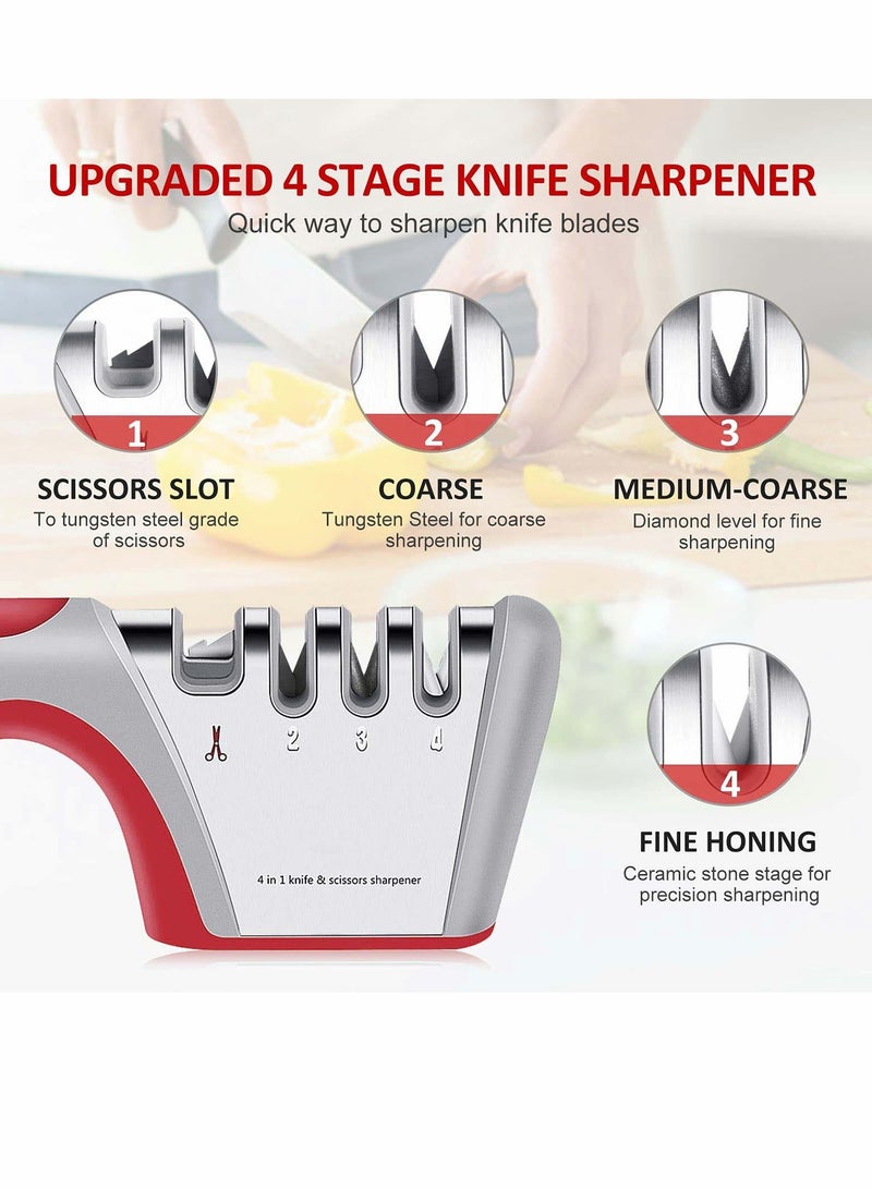 Y&D Knife Sharpener, 4 Stage Kitchen Scissor 4-in-1 Manual Chef Steel Sharpening Tool - Image 2