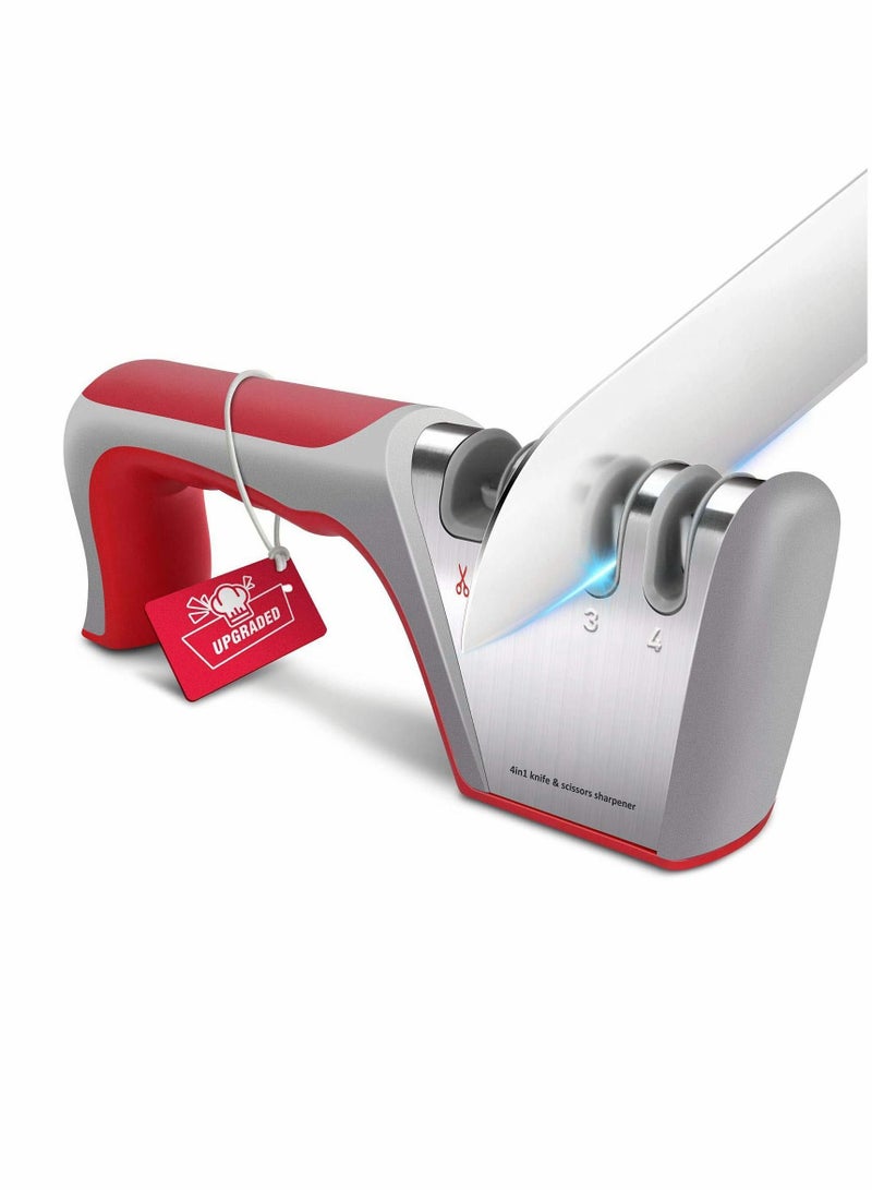 Y&D Knife Sharpener, 4 Stage Kitchen Scissor 4-in-1 Manual Chef Steel Sharpening Tool - Image 1