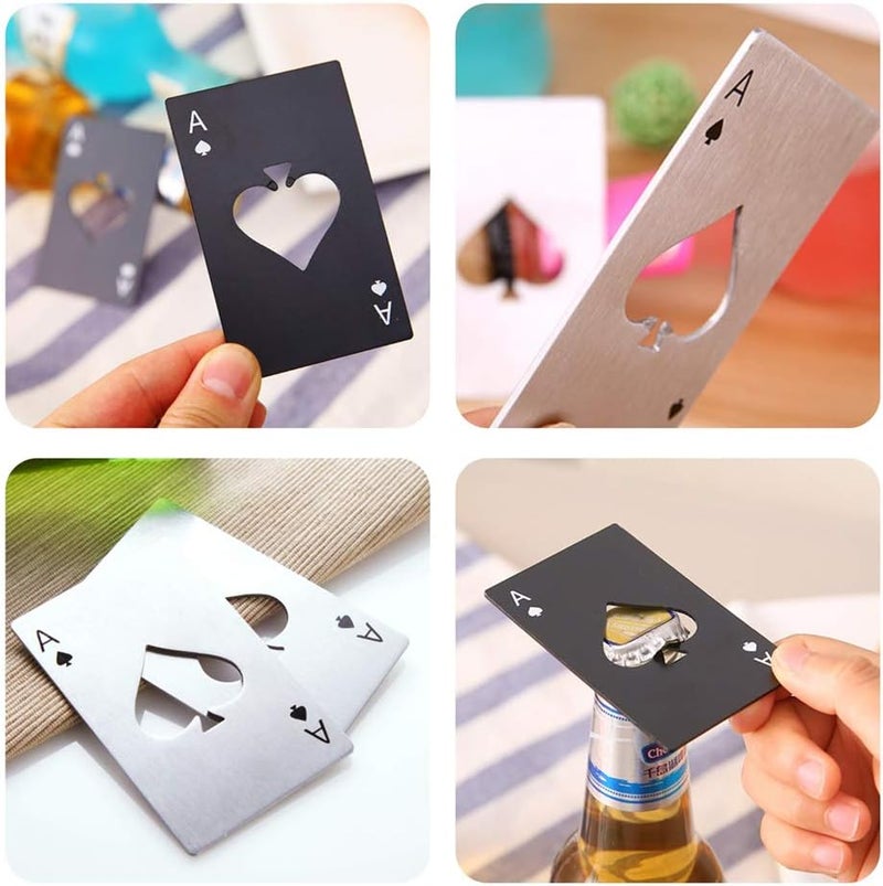 Airoads Ace Of Spades Bottle Opener Credit Card Size Pocker Cap Opener Portable Stainless Steel Can Opener (8 Pack Black & Silver) - Image 5