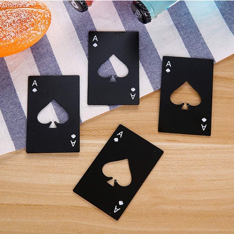 Airoads Ace Of Spades Bottle Opener Credit Card Size Pocker Cap Opener Portable Stainless Steel Can Opener (8 Pack Black & Silver) - Image 4