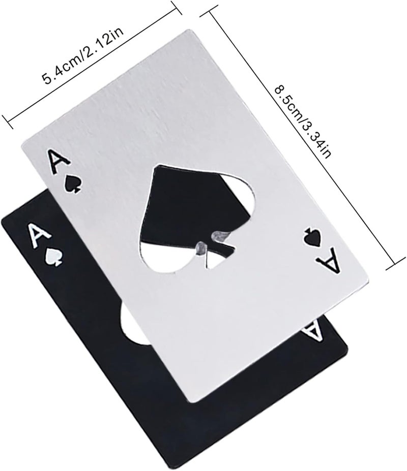 Airoads Ace Of Spades Bottle Opener Credit Card Size Pocker Cap Opener Portable Stainless Steel Can Opener (8 Pack Black & Silver) - Image 2