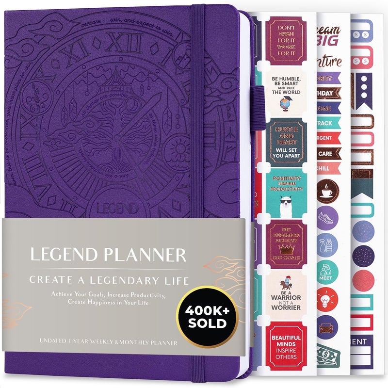 Legend Planner Weekly Monthly Life Planner to Hit Your Goals Live Happier Organizer Notebook Productivity Journal A5 Purple