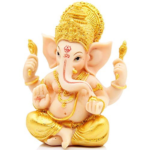 H&W 6''H Blessing A Colored Statue of Lord Ganesha Ganpati Elephant Hindu God, Elephant God Statue, Handmade Sculpture Buddha Figurine Decoration - Image 2