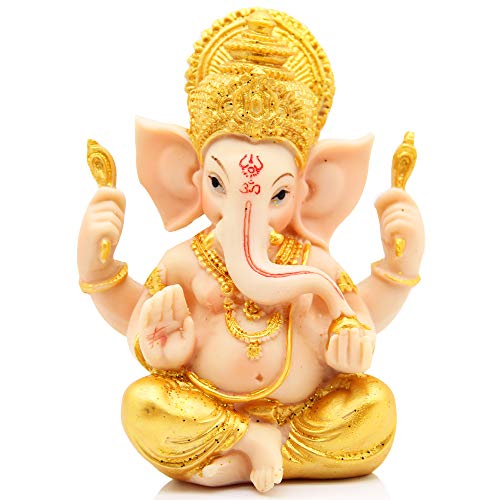 H&W 6''H Blessing A Colored Statue of Lord Ganesha Ganpati Elephant Hindu God, Elephant God Statue, Handmade Sculpture Buddha Figurine Decoration - Image 1