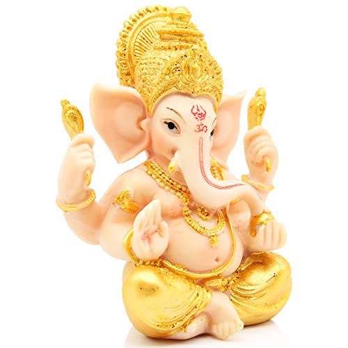 H&W 6''H Blessing A Colored Statue of Lord Ganesha Ganpati Elephant Hindu God, Elephant God Statue, Handmade Sculpture Buddha Figurine Decoration - Image 3