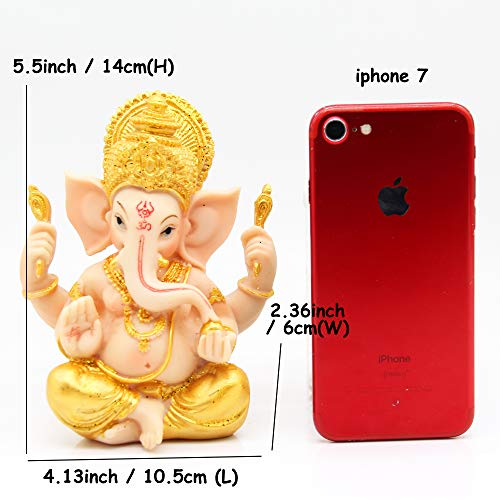 H&W 6''H Blessing A Colored Statue of Lord Ganesha Ganpati Elephant Hindu God, Elephant God Statue, Handmade Sculpture Buddha Figurine Decoration - Image 5