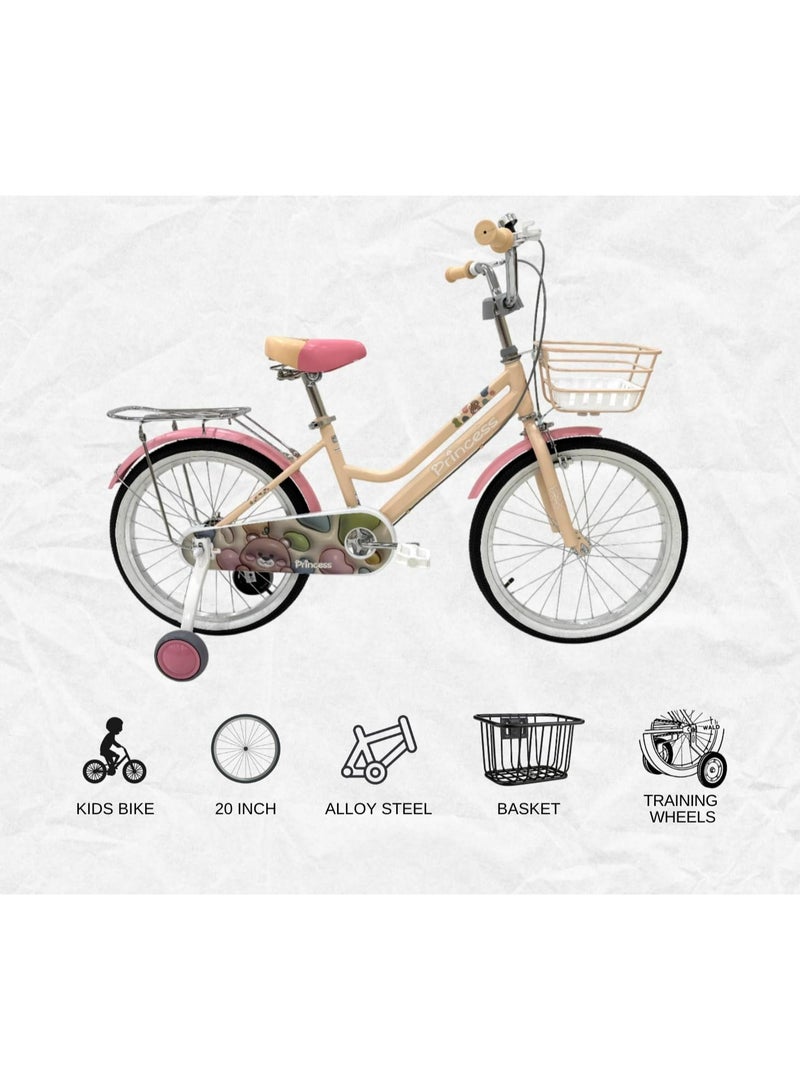 RALLY BICYCLE RALLY Girls Kids Bicycle 20 Inch | Training Wheels | Basket | Chain Cover | Cargo Rack | Age 6–10 Years - Image 2