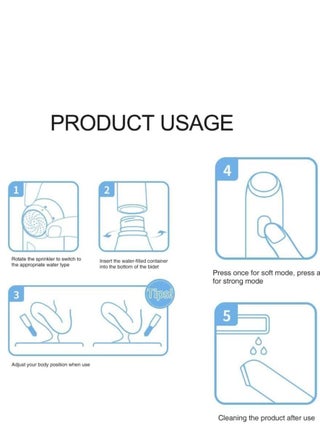 Portable Electric bidet with 4 spray modes - perfect for camping,desert trips, airplanes, trains, holiday - USB Rechargeable - view 2