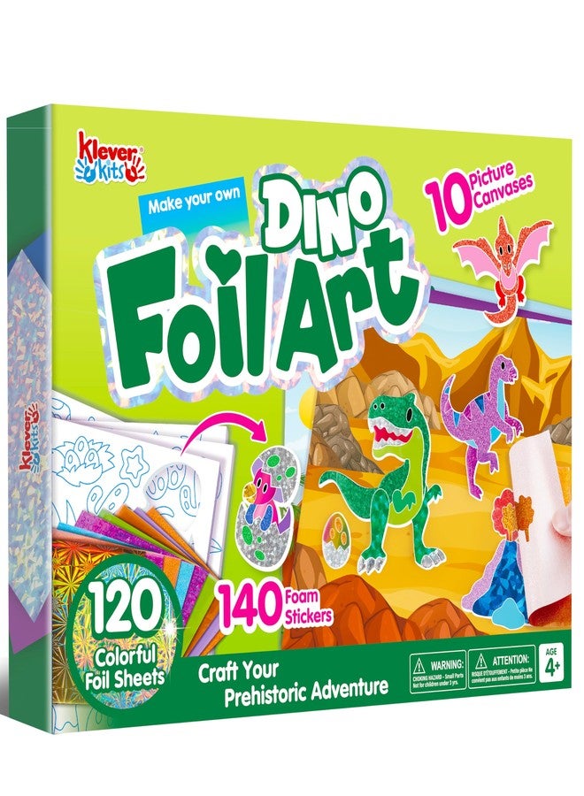 Klever Kits Foil Art Kit for Kids - Arts & Crafts Supplies, Mess Free Coloring, Dinosaur Foil Foam Stickers, Creative Travel Toys, Birthday Gifts for Boys & Girls Ages 4 and Up - Image 1