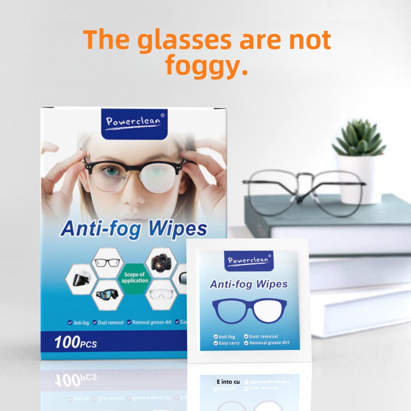 Generic Anti-Fog Glasses Wipes Disposable Lens Cleaning Cloths Foreign trade English one box of 100 pieces