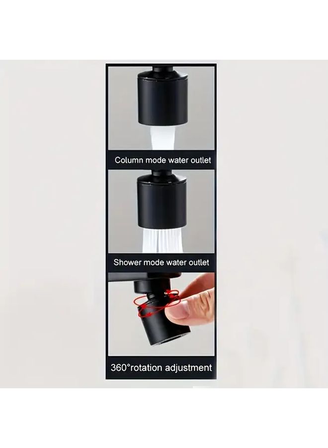 Black Smooth Splash Proof 360 Degree Dual Mode Kitchen Faucet Extender - Image 5