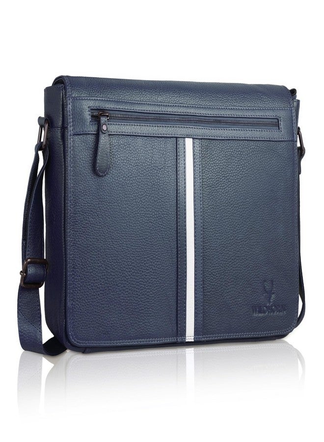 WildHorn Genuine Leather Laptop Messenger Bag for Men | Designed to Fit Laptops up to 14 Inches | Backed by a 1-Year Warranty (BLUE) - Image 1
