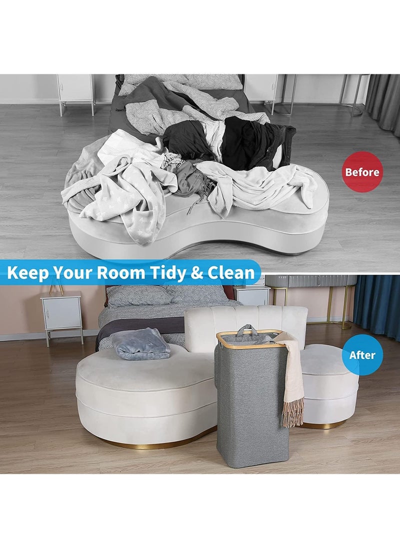 Generic - laundry bag with Lid, large Laundry Basket for Bedroom, Collapsible laundry Bin for home with inner bag, bathroom Space-Saving, portable Grey 100L - Image 1