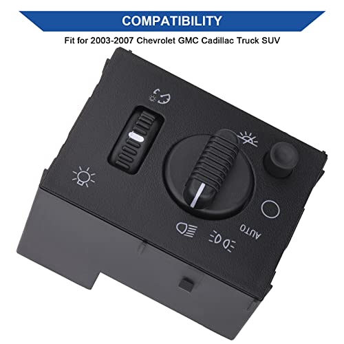 Obaee Headlight Dimmer Switch Headlamp Control Compatible with Chevy Chevrolet Silverado Suburban Tahoe Avalanche GMC Sierra Yukon Cadillac Escalade 2003-2007 Replaces 19381535/15194803 Bluish LED - Image 3