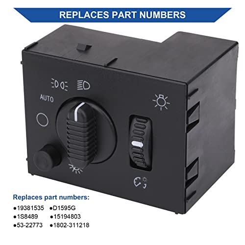 Obaee Headlight Dimmer Switch Headlamp Control Compatible with Chevy Chevrolet Silverado Suburban Tahoe Avalanche GMC Sierra Yukon Cadillac Escalade 2003-2007 Replaces 19381535/15194803 Bluish LED - Image 2