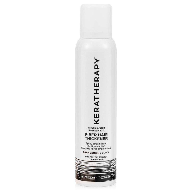 Keratherapy Keratin Infused Perfect Match Fiber Hair Thickener Spray Dark Brown to Black 4 fl oz 140 ml  Volumizing Thickening  Concealing Hairspray for Scalp Coverage Roots  Thinning Areas
