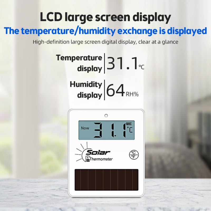 Digital Thermometer Hygrometer: White, High Precision 24/7 Monitoring, Solar-Powered With Battery Backup - User-Friendly Dual-Mount Design For Indoor Baby Rooms, Greenhouses, Refrigerators - Image 2