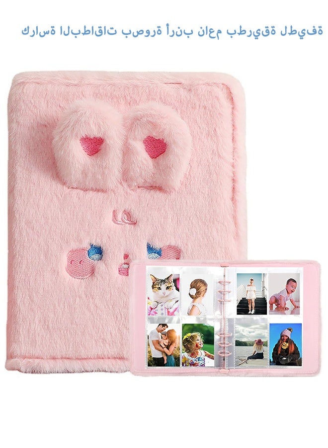 ألبوم صور كرتوني من القطيفة بست حلقات مقاس A5، مع ٢٠ غلافًا داخليًا بطول ٣ بوصات، وغطاء ملف قابل لإعادة التعبئة، بلون وردي فاتح. - Image 1