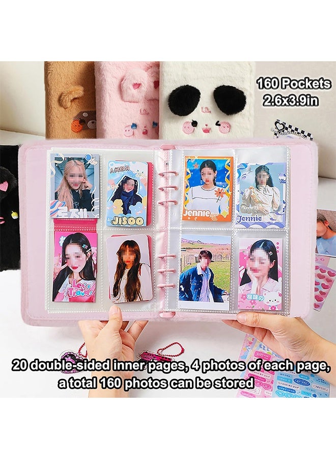 ألبوم صور كرتوني من القطيفة بست حلقات مقاس A5، مع ٢٠ غلافًا داخليًا بطول ٣ بوصات، وغطاء ملف قابل لإعادة التعبئة، بلون وردي فاتح. - Image 3