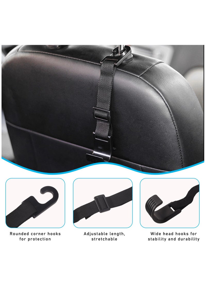 Excefore 2 PCS Car Seat Headrest Hooks, Adjustable Hanging Storage Organizer for Auto Back Seat, Universal Vehicle Interior Purse Bags Hanger Accessories for Umbrella Handbag Coat  - Image 3