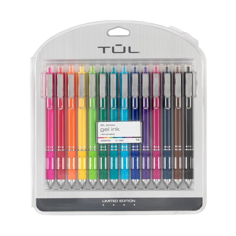 TULÂ® GL Series Retractable Gel Pens, Medium Point, 0.7 mm, Assorted Barrel Colors, Assorted Candy Ink Colors, Pack of 14 Pens - Image 1