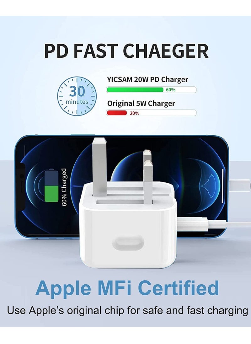 Generic - iPhone 20W Charger 【Apple MFi Certified】 USB C Plug Fast Charge and USB C to Lightning Cable 2M PD Power Adapter Compatible with iPhone 13 Pro Max 13 12 SE2020 11 XR XS Max X 8 Plus iPad Pro Air Mini - Image 1