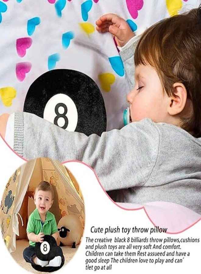 تيكلز وسادة رياضية محشوة ناعمة على شكل كرة 8 من تيكلز، هدية عيد ميلاد للأولاد والبنات، ديكور منزلي (اللون: أسود وأبيض، الحجم: 30 سم) - Image 3