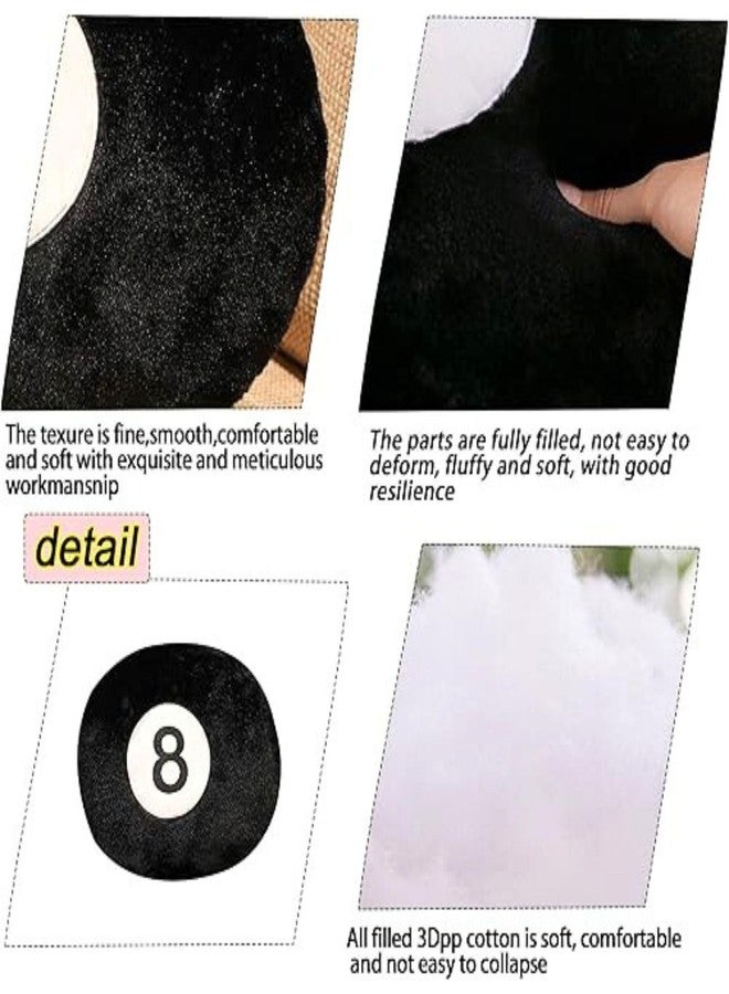 تيكلز وسادة رياضية محشوة ناعمة على شكل كرة 8 من تيكلز، هدية عيد ميلاد للأولاد والبنات، ديكور منزلي (اللون: أسود وأبيض، الحجم: 30 سم) - Image 4