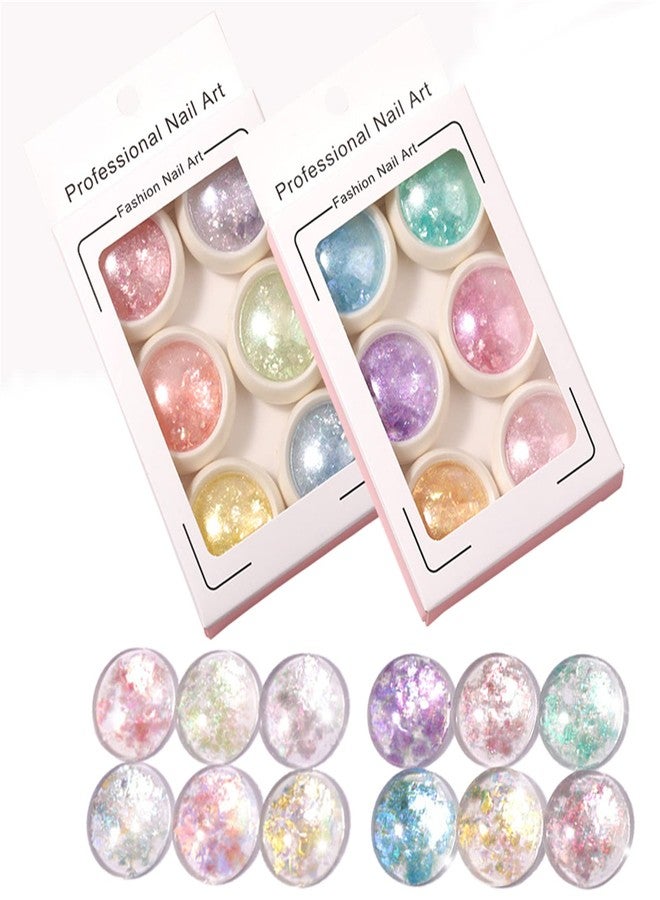 RoseFlower 12 Colors Mix Colors Glitter Nail Sequins Powder - Metallic Mirror Effect Iridescent Nail Glitter Kit for Gel Polish Nail Art Decoration - 191 - Image 1