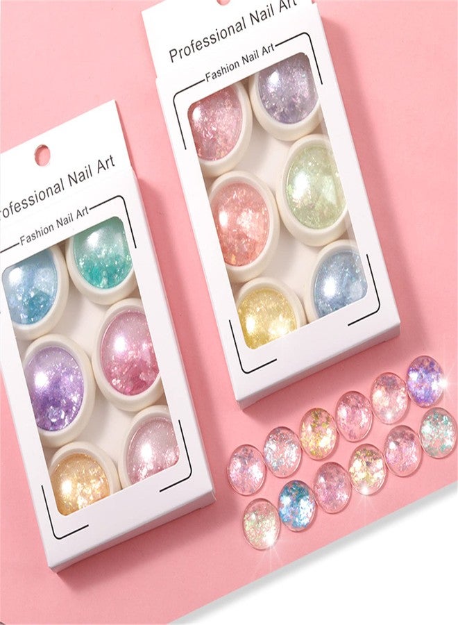 RoseFlower 12 Colors Mix Colors Glitter Nail Sequins Powder - Metallic Mirror Effect Iridescent Nail Glitter Kit for Gel Polish Nail Art Decoration - 191 - Image 2