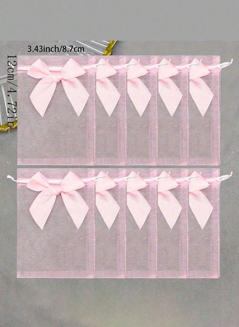 Gift Favors 10 Pcs in Pink with Bow – Elegant Baby Shower Favors for Celebrations - Image 1