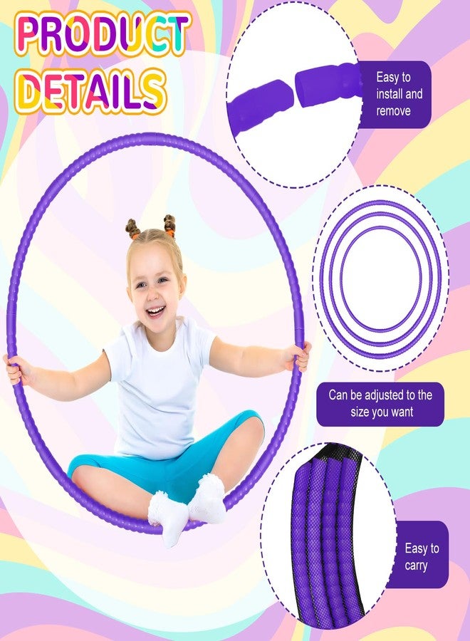 Poen 10 Pcs Exercise Hoop for Kids Detachable Adjustable Plastic Toy Colored Hoop Circles Playground Toys for Teens Games Gymnastics Dog Agility Equipment Party Decor, 28 Inch(Purple) - Image 3
