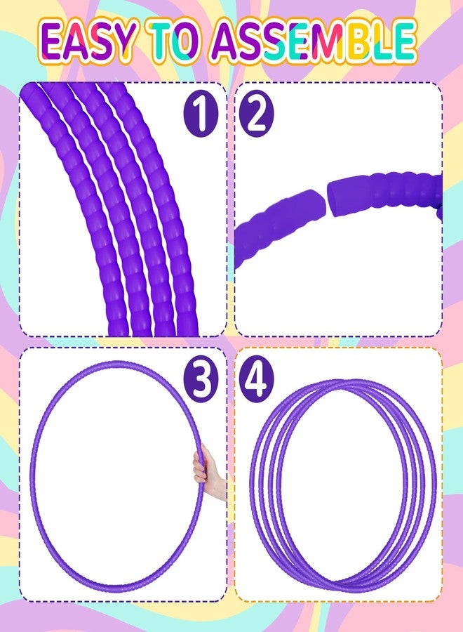Poen 10 Pcs Exercise Hoop for Kids Detachable Adjustable Plastic Toy Colored Hoop Circles Playground Toys for Teens Games Gymnastics Dog Agility Equipment Party Decor, 28 Inch(Purple) - Image 4