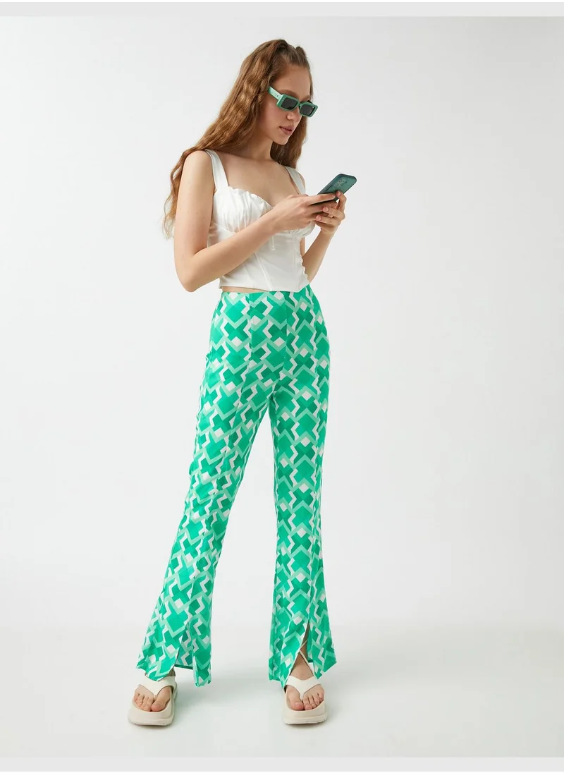 كوتون Flare Leg Slit Trousers