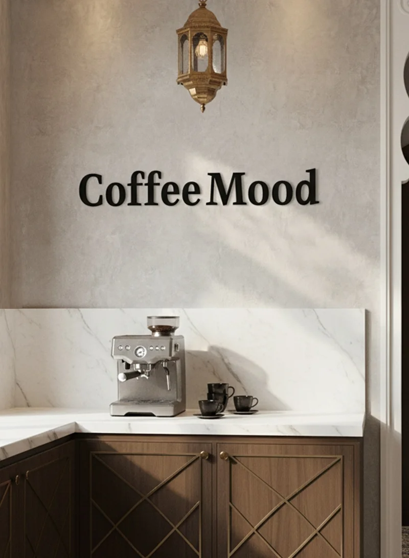 لوحة لوحة أكريليك بلاصق خلفي مصممة بالليزر على شكل عبارة إنجليزية عن القهوة