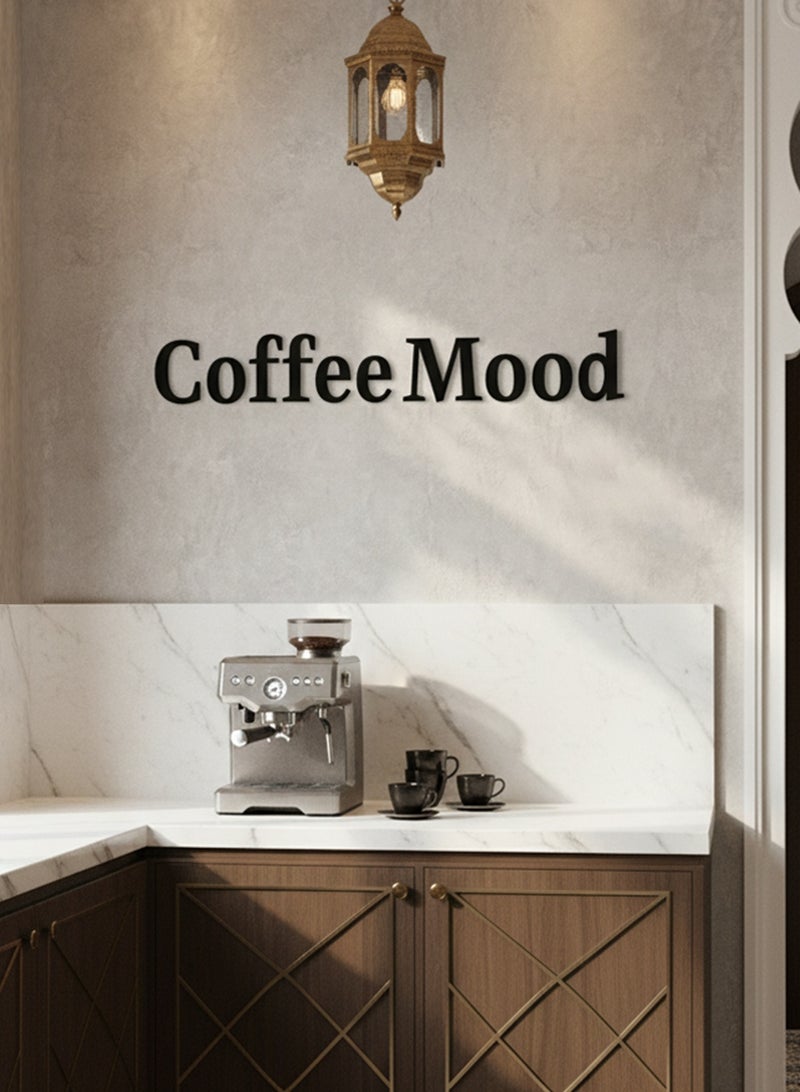 لوحة أكريليك بلاصق خلفي مصممة بالليزر على شكل عبارة إنجليزية عن القهوة - Image 1
