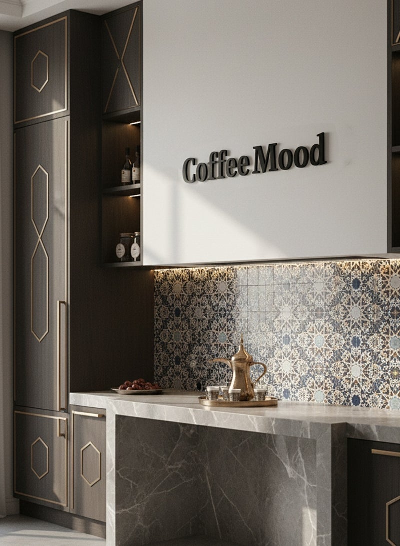 لوحة أكريليك بلاصق خلفي مصممة بالليزر على شكل عبارة إنجليزية عن القهوة - Image 4